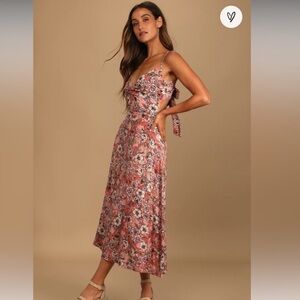 Lulu's pink floral tie-back maxi dress